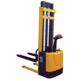Powered hand truck raises to 62 inches.